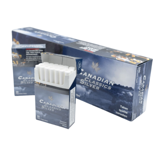 Canadian Classics Silver King Size Smoke Genius Tax Free Canadian Tobacco Smokes Cigarettes Cigars Chewing Nicotine Vapes Cannabis Accessories Free Delivery Shipping Canada Wide Ontario