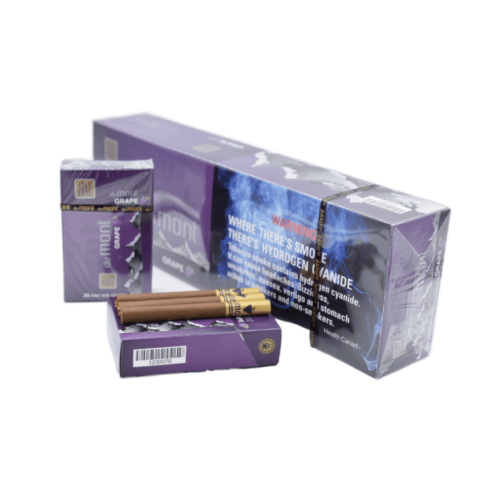 Du Mont Grape Cigarillos King Size Smoke Genius Tax Free Canadian Tobacco Smokes Cigarettes Cigars Chewing Nicotine Vapes Cannabis Accessories Free Delivery Shipping Canada Wide Ontario