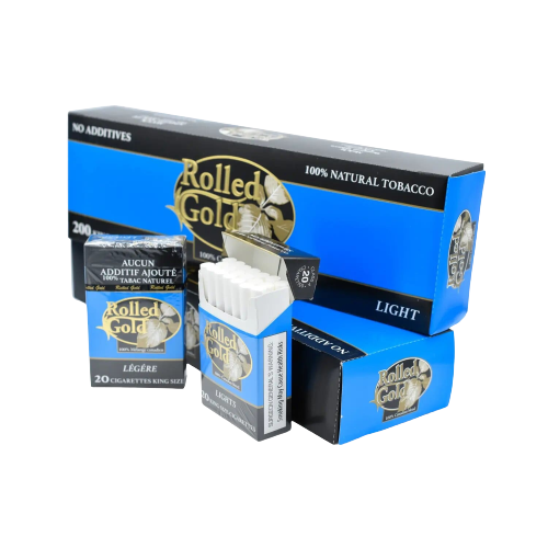 Rolled Gold Lights King Size Smoke Genius Tax Free Canadian Tobacco Smokes Cigarettes Cigars Chewing Nicotine Vapes Cannabis Accessories Free Delivery Shipping Canada Wide Ontario